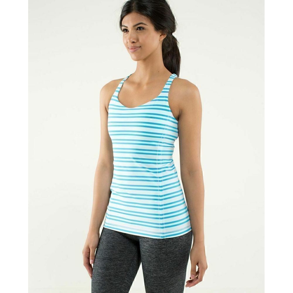 Lululemon Blue White Striped To Be Free Tank Top